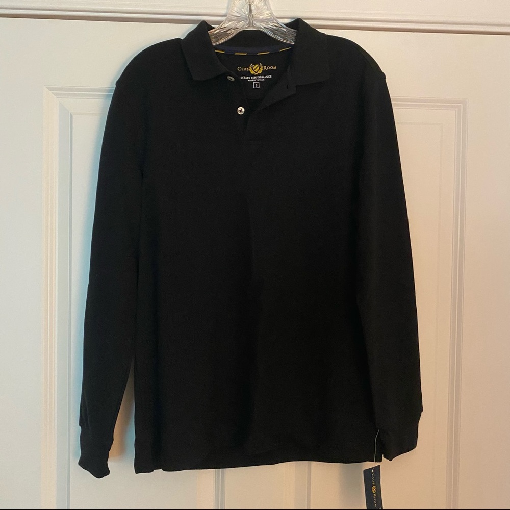 Men’s Club Room Black Long Sleeve Polo